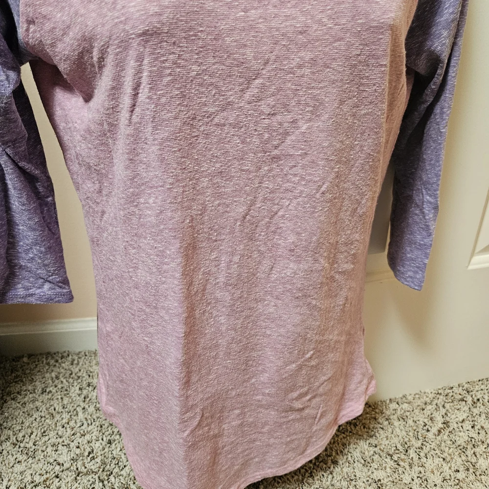 LuLaRoe Randy Purple and Pink 3/4 Sleeve Raglan Tee - Picture 3 of 9